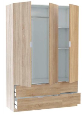 no brand armadio 3 ante 4 cassetti cm 135x52x200h rovere ean 8423490266343