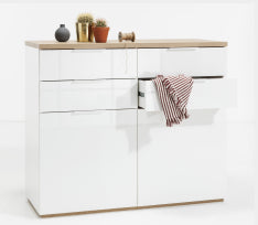 no brand mobile 4 cassetti 2 ante cm 120x50x102h bianco laccatorovere