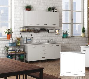 no brand mobile cucina pensile 2 ante componibile cm 80x30x72h bianco