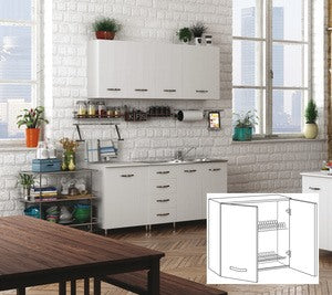 no brand mobile cucina scolapiatti 2 ante componibile cm 80x30x72h bianco 96425
