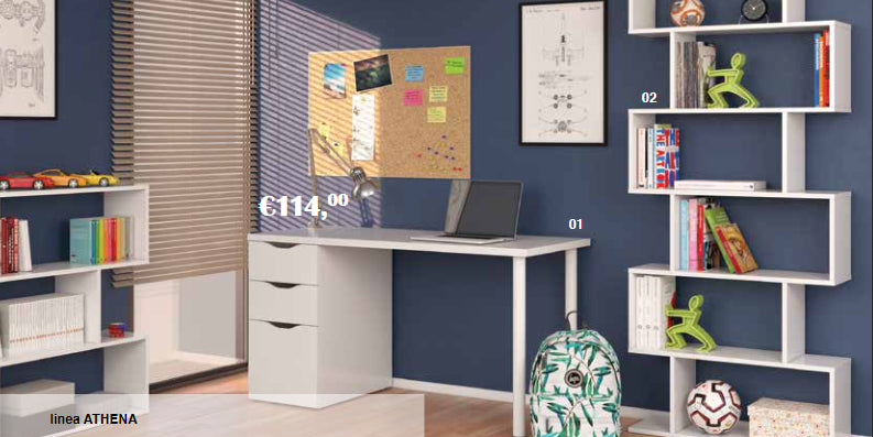 no brand scrivania athena cm 138x60x74h bianco