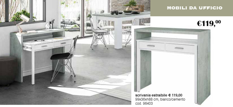 no brand scrivania estraibile cm 36x99x88h biancocemento