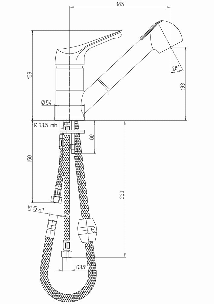 paini miscelatore rubinetto lavabo paini serie pilot cod 04cr568 con doccia estraibile