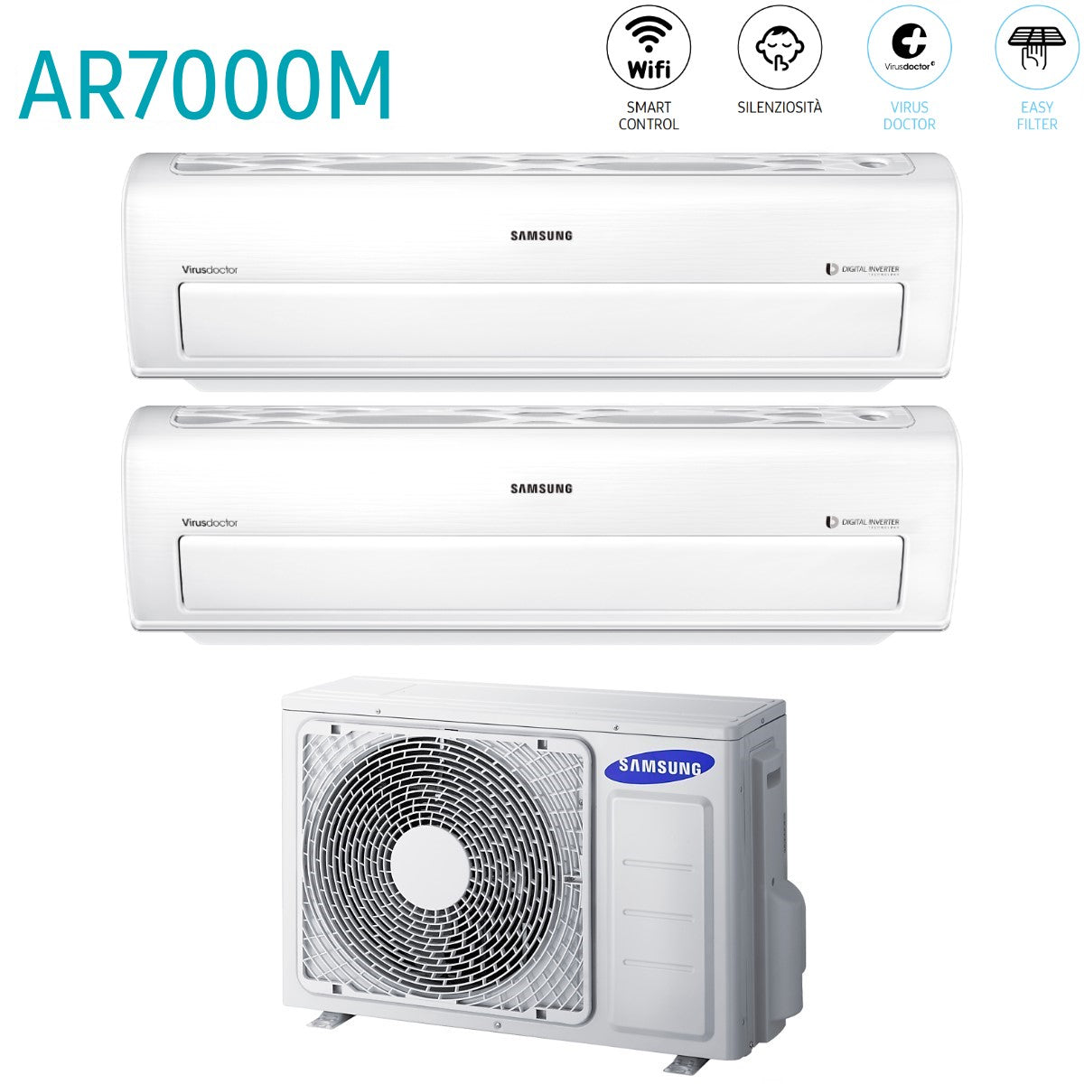 samsung offerta climatizzatore condizionatore samsung dual split inverter serie ar7000m 77 con aj050fcj2eheu r 410 wi fi integrato 70007000