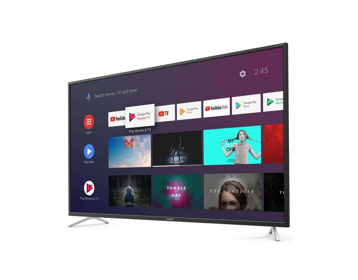 sharp televisore tv sharp 55 led 4k uhd android 9 0 smart wi fi nero 55bl2e