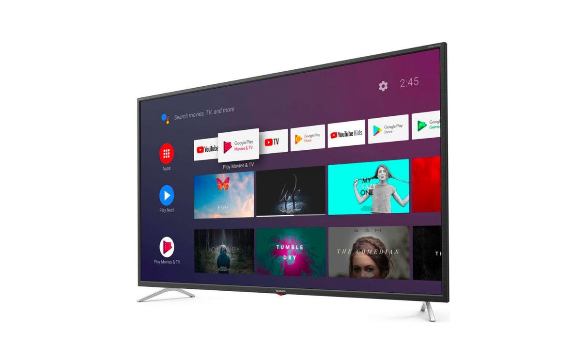 sharp televisore tv sharp 65 led 4k uhd active motion 600 smart hdr ad alta gamma dinamica bluetooth android 9 0 black dvb t2s2 65bl3e