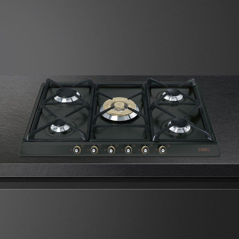 smeg piano cottura a gas smeg sr775ao 5 fuochi l685xp50 smaltato antracite ean 8017709140854
