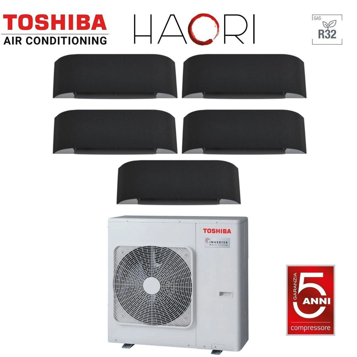 toshiba climatizzatore condizionatore toshiba penta split inverter serie haori 1010101013 999912 ras 5m34u2avg e r 32 wi fi integrato 1000010000100001000013000 900090009000900012000 grigio scuro