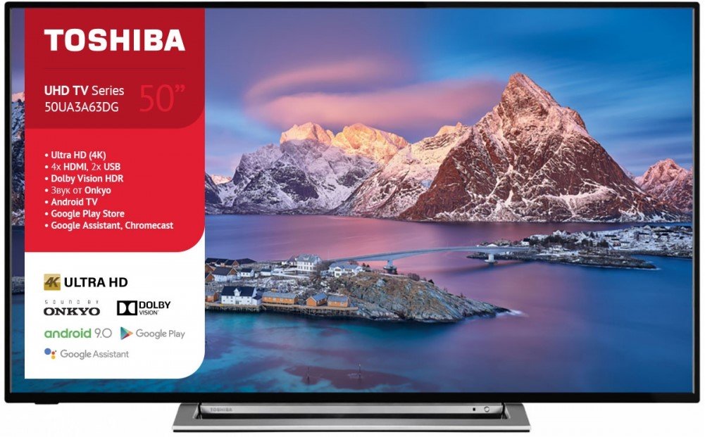 toshiba televisore toshiba tv 50 led 4k hdr androidtv google assistant 4 x hdmi 2 x usb classe energetica a 50ua3a63dg ean 5055862326145