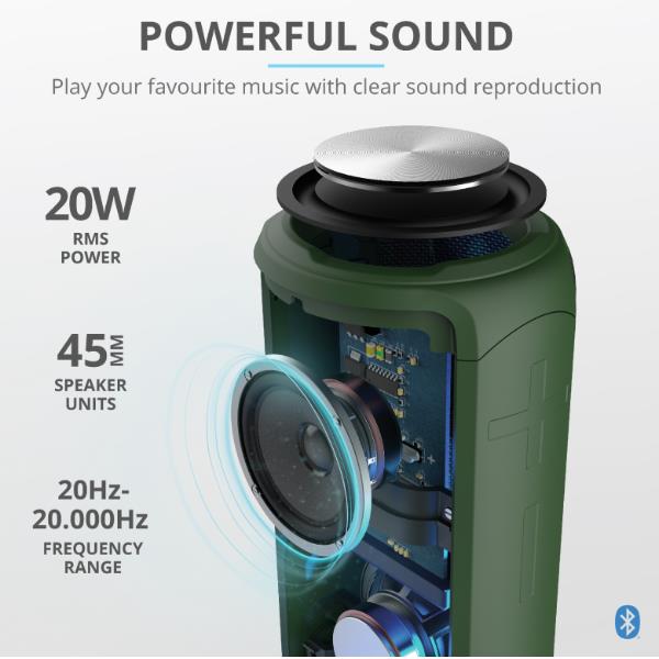 trust speaker portatile senza fili trust caro max 20w water resistance usb aux sd ean 8713439239607