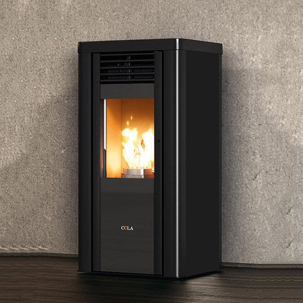 anselmo cola stufa a pellet ventilata anselmo cola pupilla 1101 kw in acciaio maiolica wi fi integrato con palmare incluso disponibile in vari colori