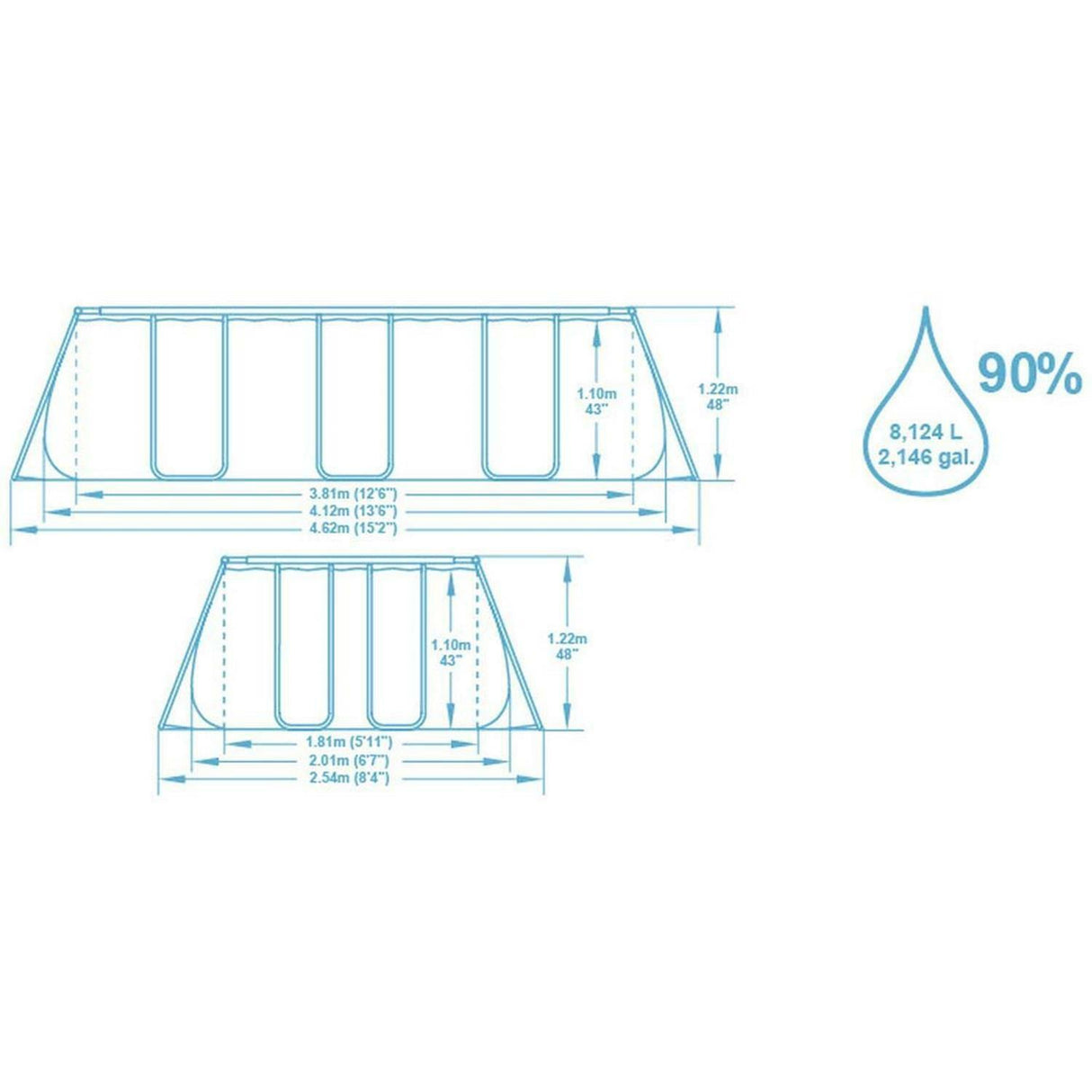 bestway piscina fuori terra bestway 56629 power frame steel pool con telaio pompa 282x196x84h 3 662 litri ean 6941607328996