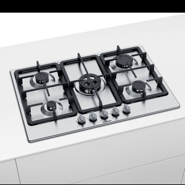 bosch piano cottura a gas bosch serie 4 pgq7b5b90 5 fuochi l75xp52 stainless steel ean 4242005096930