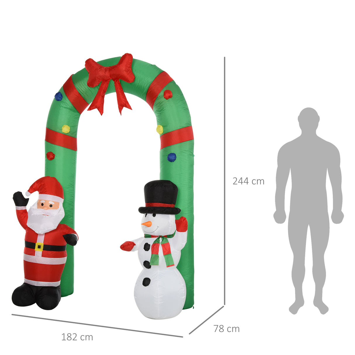 easycomfort easycomfort arco gonfiabile 12 luci a led babbo natale 244cm e pupazzo di neve impermeabile