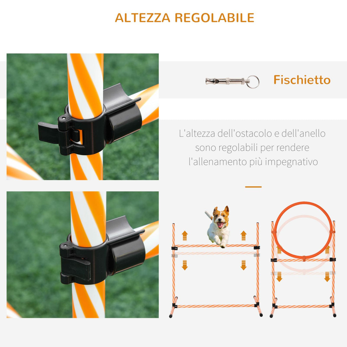 easycomfort easycomfort attrezzi agility dog set percorso completo 5 pezzi slalom ostacolo e tunnel arancione