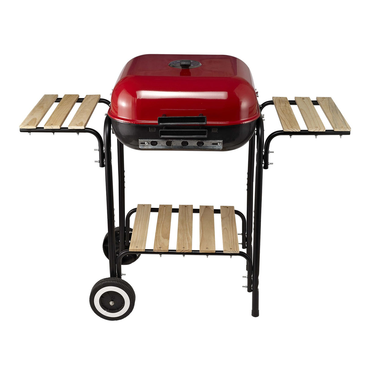 easycomfort easycomfort barbecue a carbonella con coperchio e ruote in acciaio rosso nero ean 8054111847223