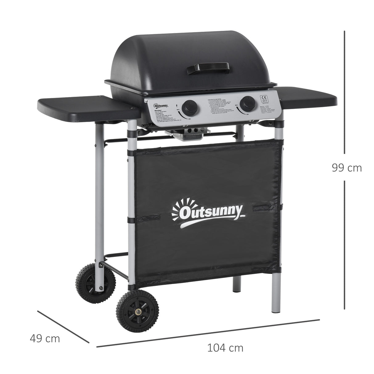 easycomfort easycomfort barbecue a gas con coperchio bruciatori da 5 6kw bbq e ruote 104x49x99cm