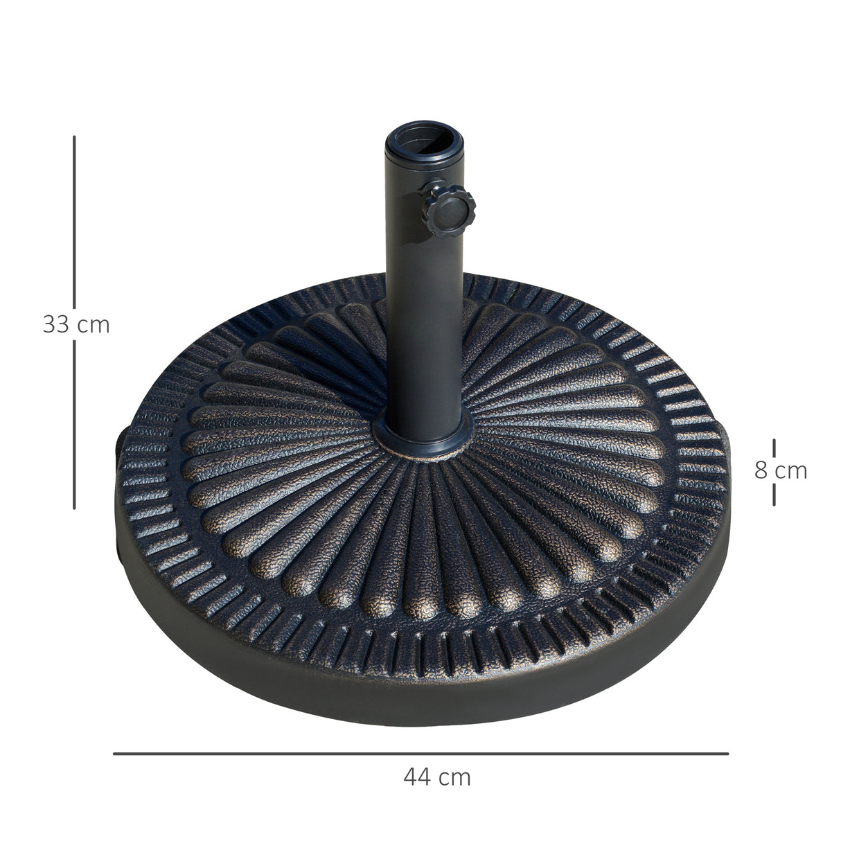 easycomfort easycomfort base per ombrellone rotonda da 14 28kg in resina con decorazione per pali da 38mm e 48mm 44x33cm bronzo