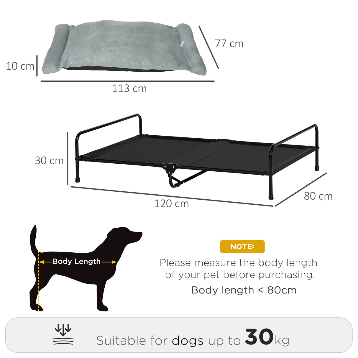 easycomfort easycomfort brandina per cani rialzata con cuscino rimovibile cani fino a 30kg 120x80x30cm