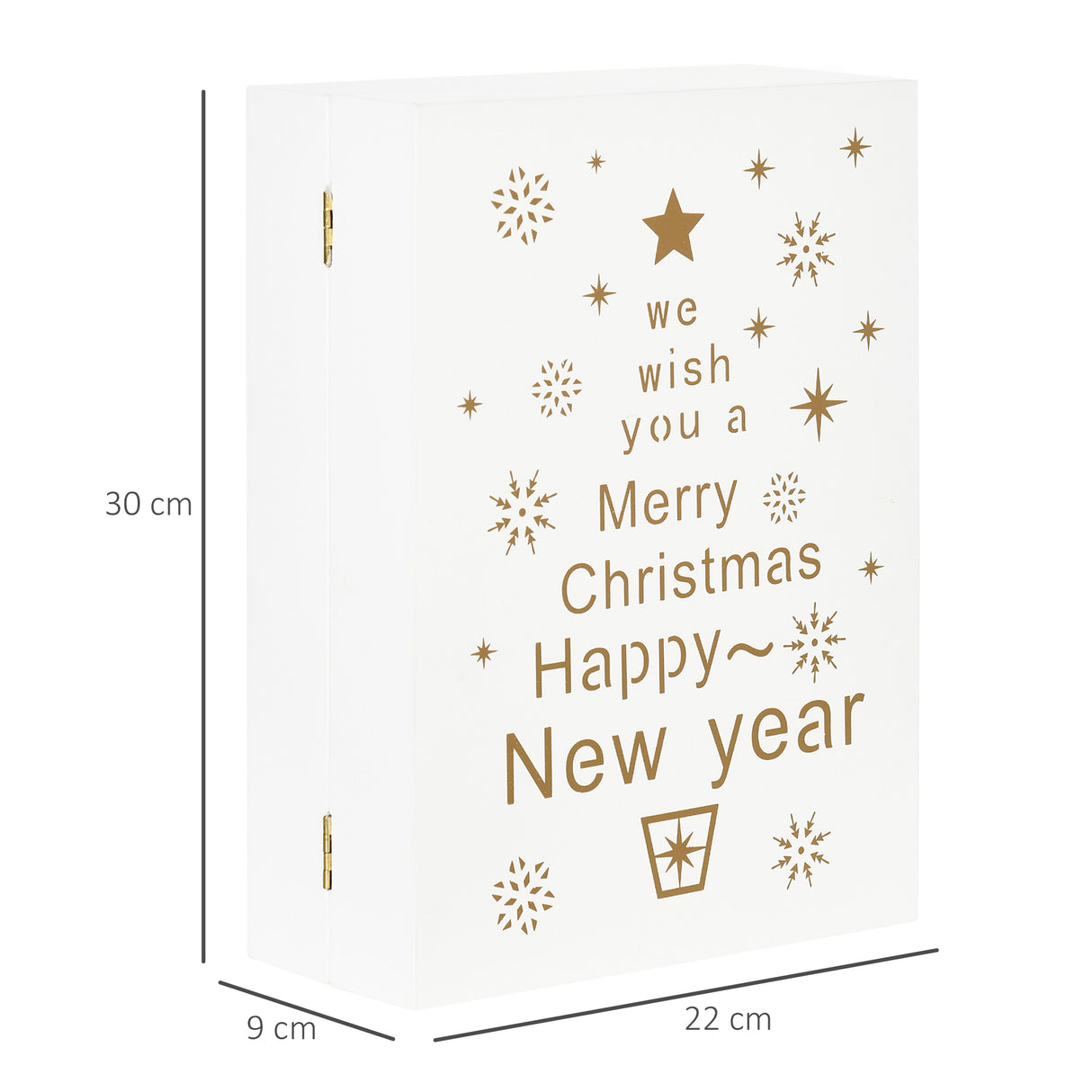 easycomfort easycomfort calendario avvento di natale a forma di libro con scritte e motivi a tema 22x9x30 cm in compensato bianco