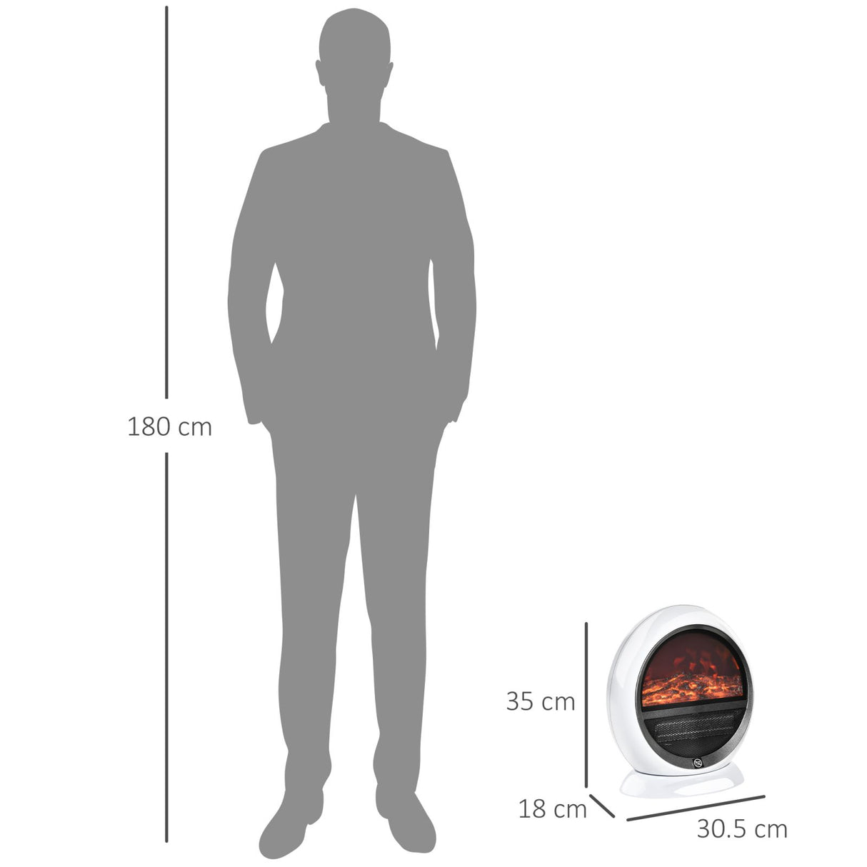 easycomfort easycomfort camino elettrico con effetto fiamma ruotabile e portatile copertura 10 15m bianco