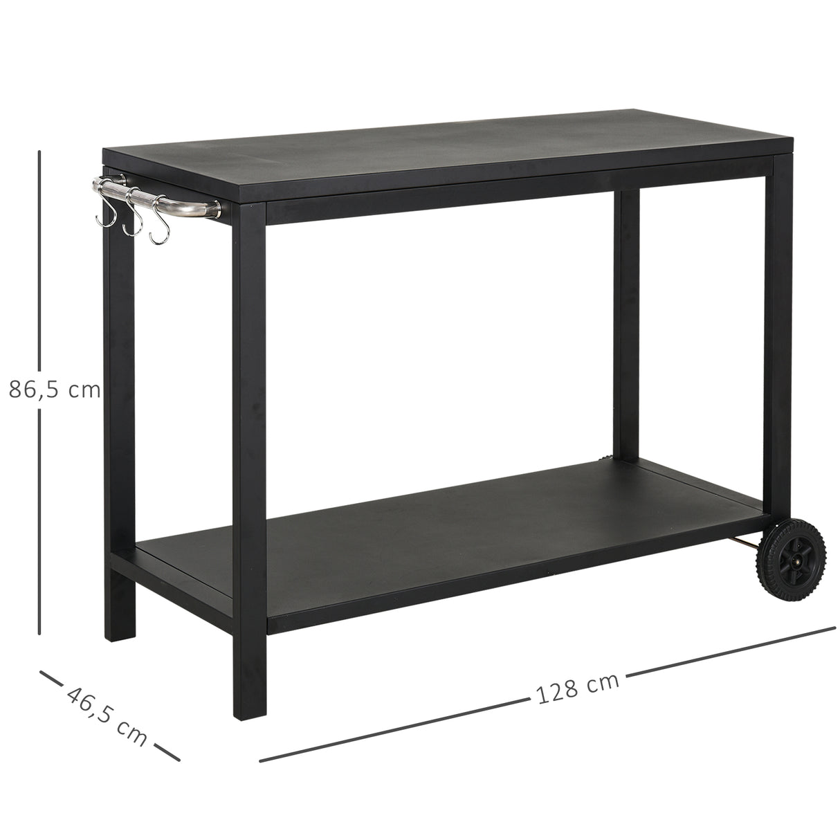 easycomfort easycomfort carrello da cucina a 2 livelli con maniglie e ganci laterali in acciaio 128x46 5x86 5 cm nero