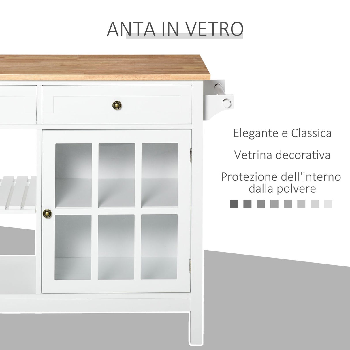 easycomfort easycomfort carrello da cucina in legno multiuso 2 ruote cassetti e mensole ean 8054144132600