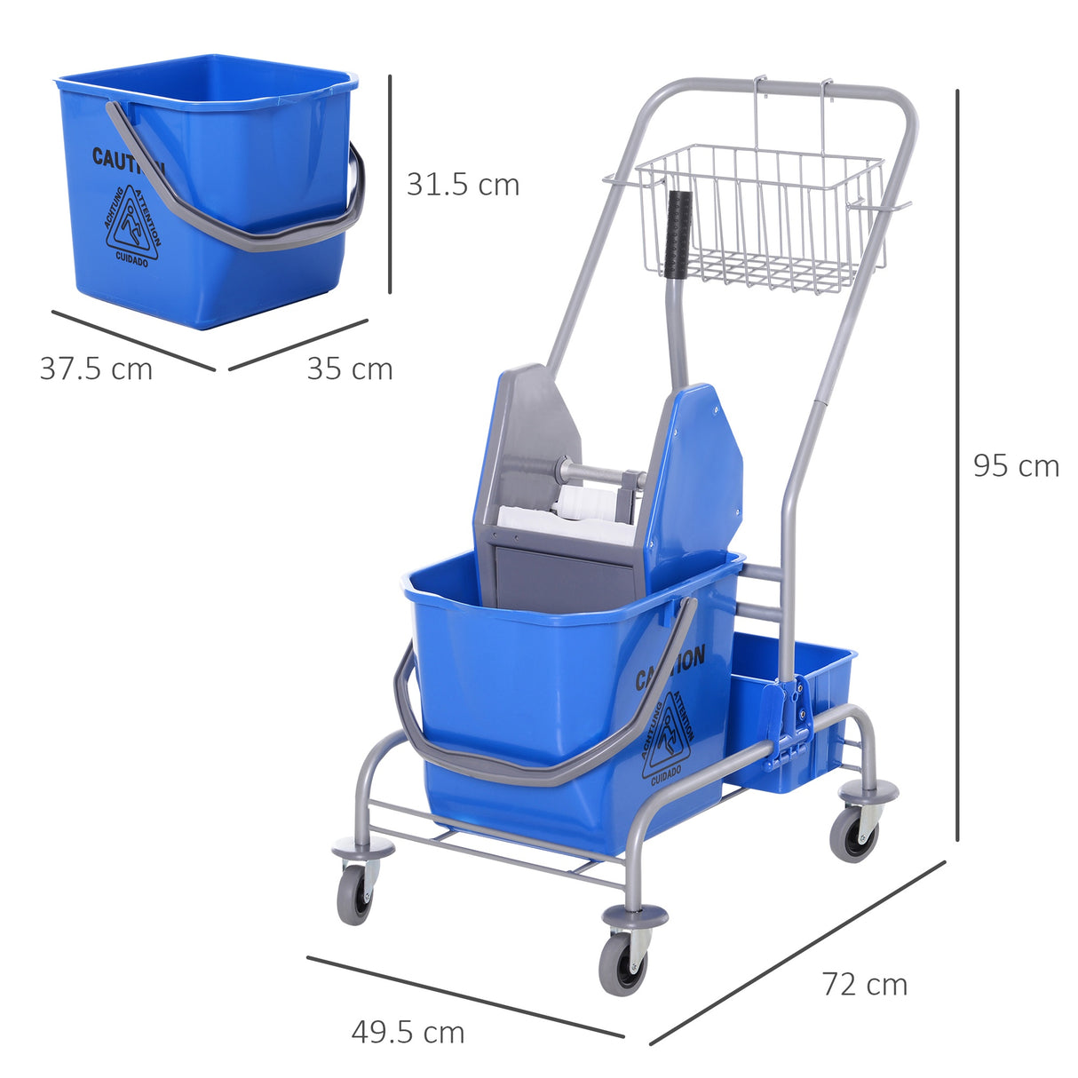 easycomfort easycomfort carrello delle pulizie professionale con secchio 25l e strizzatore blu ean 8054144135816