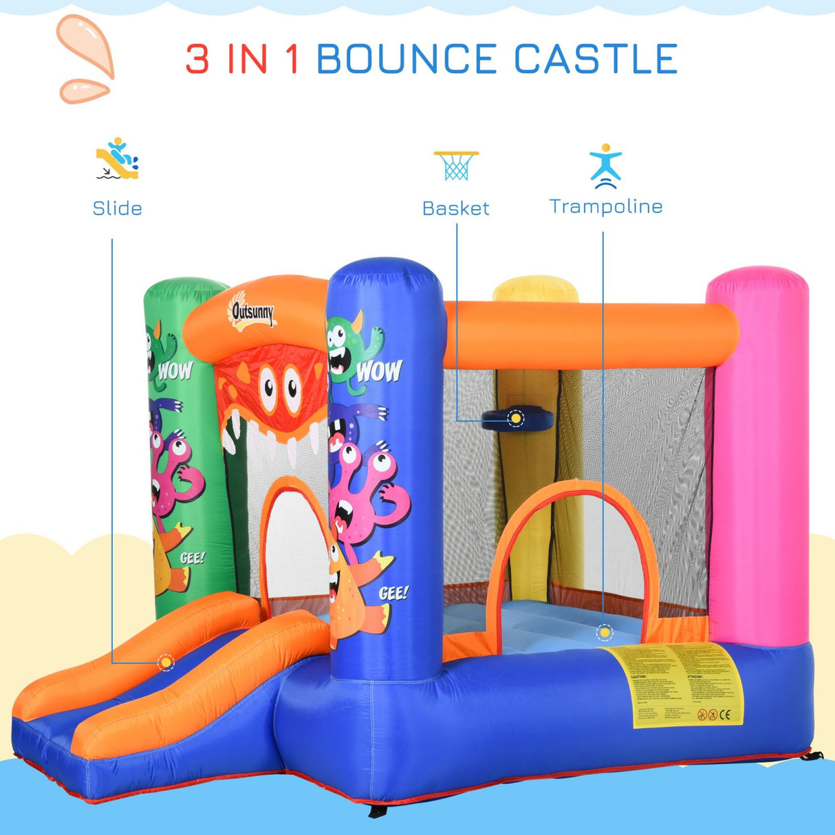 easycomfort easycomfort casa gioco gonfiabile gigante per bambini con scivolo e canestro ean 8055776914176