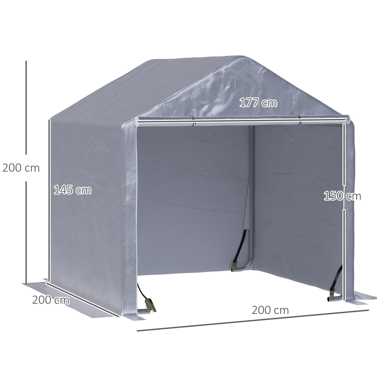 easycomfort easycomfort casetta da giardino e tenda garage 2x2m per auto e bici acciaio e copertura anti uv grigio