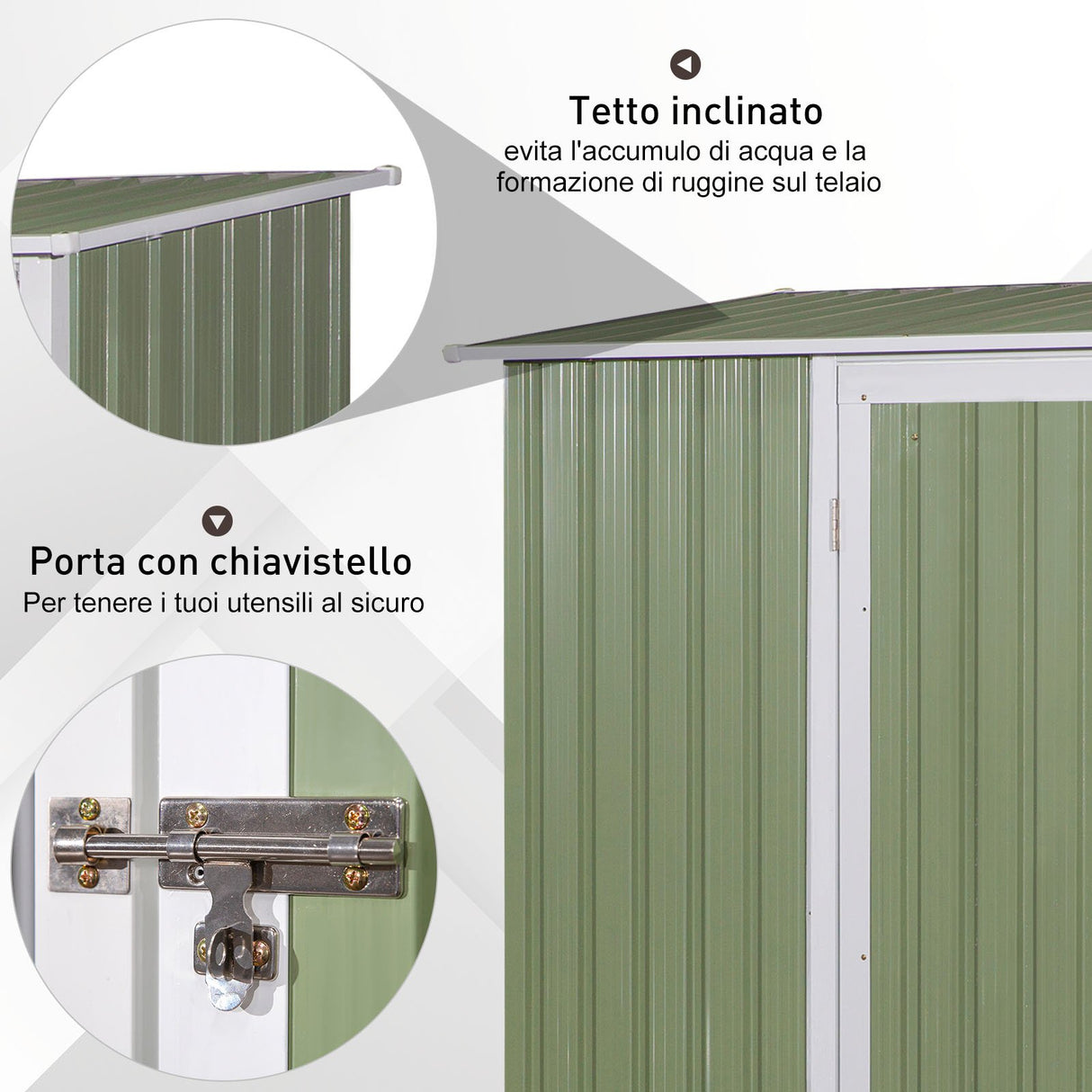 easycomfort easycomfort casetta da giardino porta utensili in lamiera di acciaio capanno da giardino in acciaio con porte scorrevoli 143x89x186cm verde chiaro ean 8054144139067