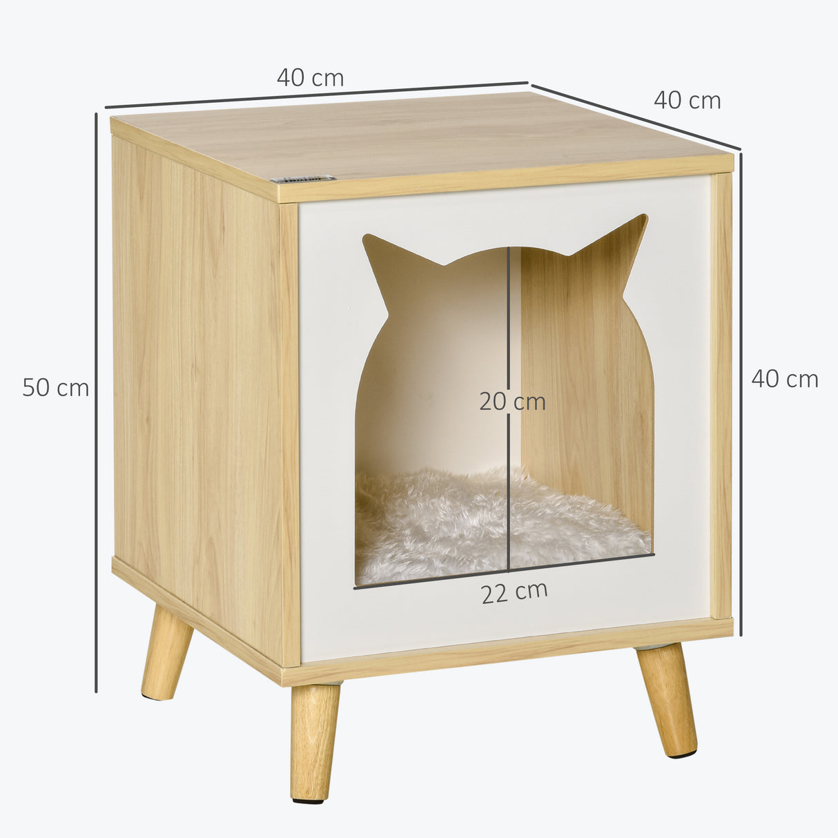 easycomfort easycomfort casetta per gatti 2 in 1 e tavolino cuscino lavabile e gambe in legno 40x40x50cm