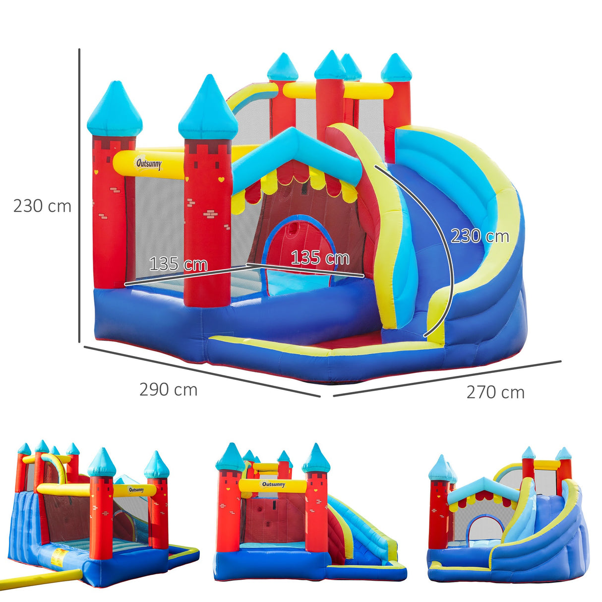 easycomfort easycomfort castello gonfiabile 4 in 1 per bimbi 3 8 anni con scivolo e piscina 290x270x230cm