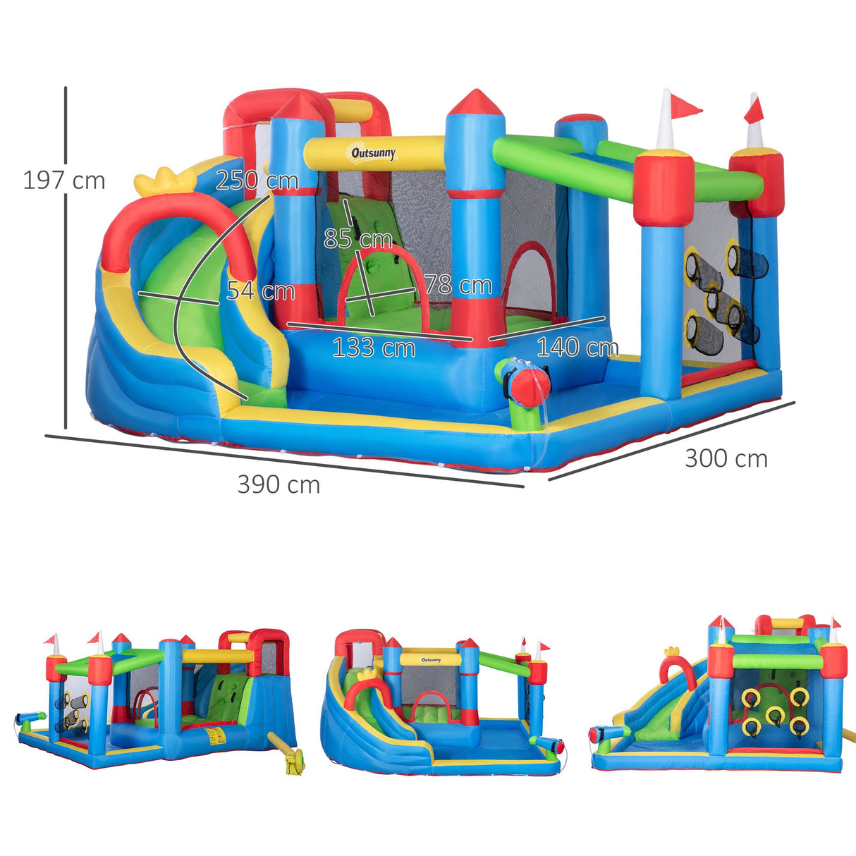 easycomfort easycomfort castello gonfiabile per bambini con scivolo trampolino e piscina 390x300x197cm