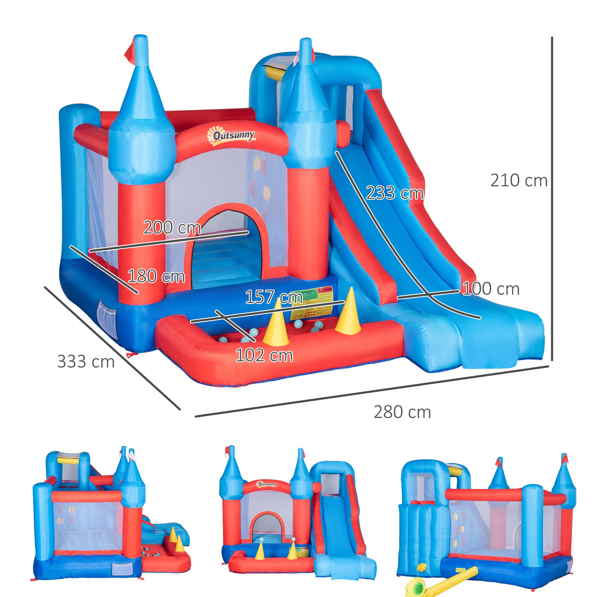easycomfort easycomfort castello gonfiabile per bambini con scivolo trampolino piscina e parete da arrampicata 333x280x210cm