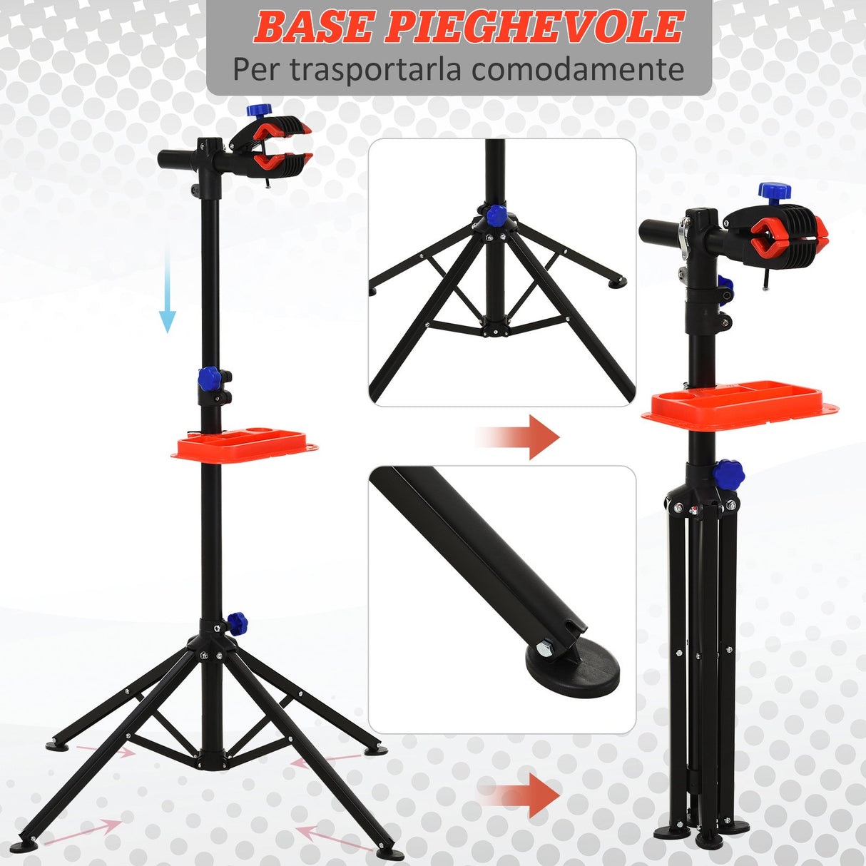 easycomfort easycomfort cavalletto manutenzione bici morsetto 360 e vassoio portautensili nero ean 8054111849173