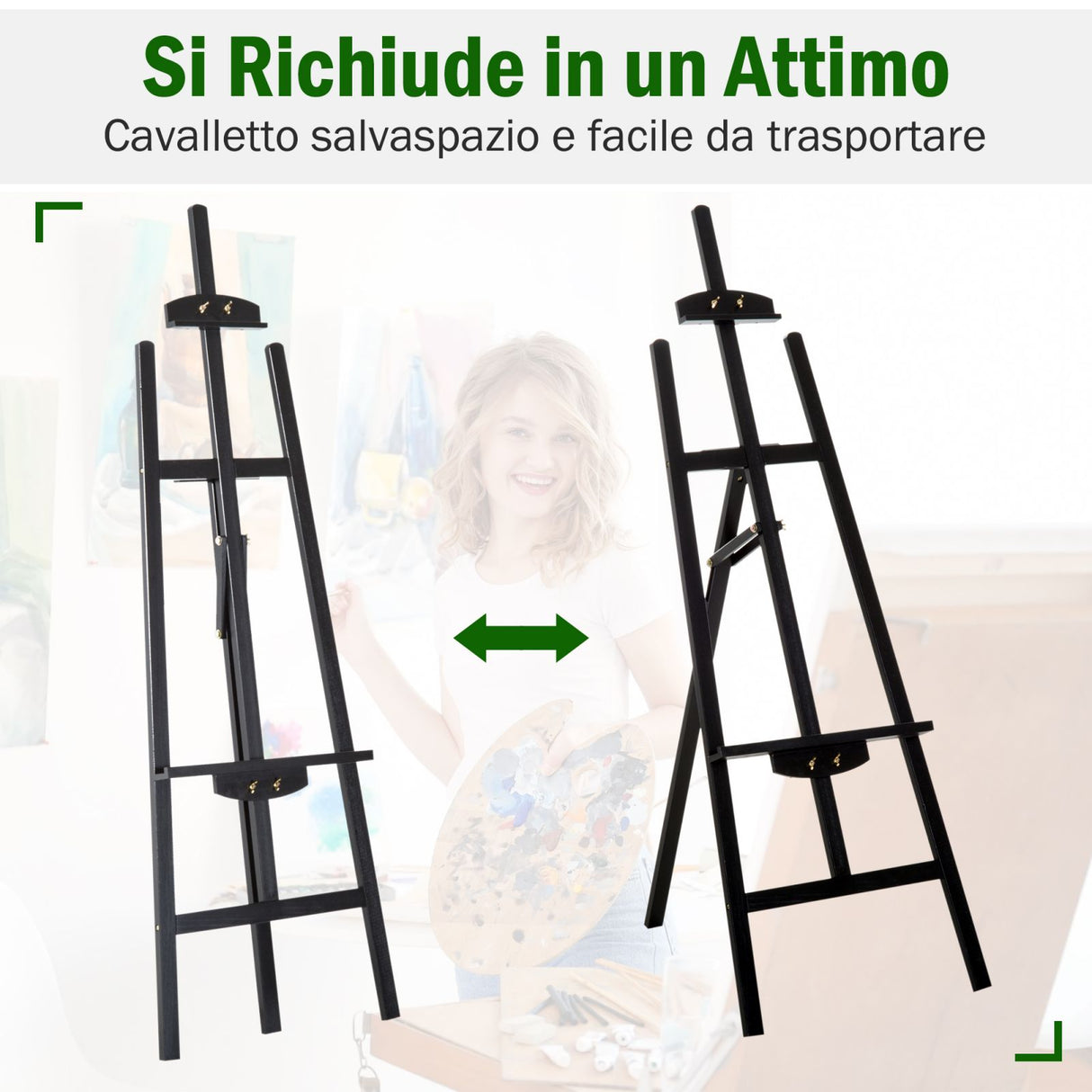 easycomfort easycomfort cavalletto per pittura in legno con altezza e inclinazione regolabili nero 46x60x140cm ean 8054111840477
