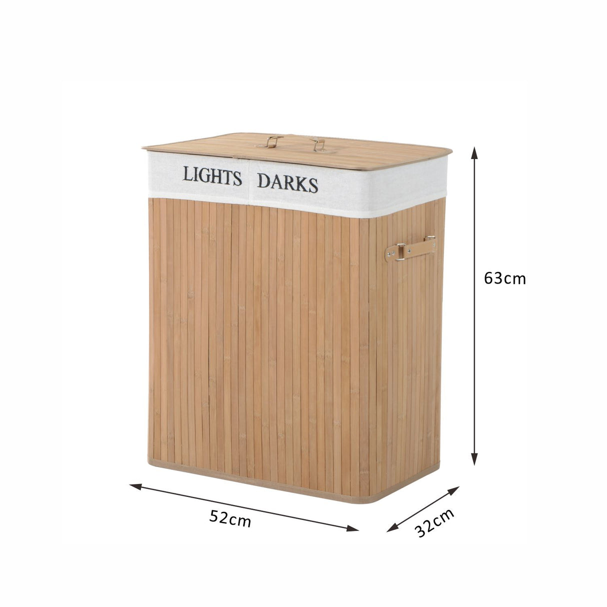 easycomfort easycomfort cesta portabiancheria in bambu con coperchio e fodera rimovibile naturale 52x32x63cm