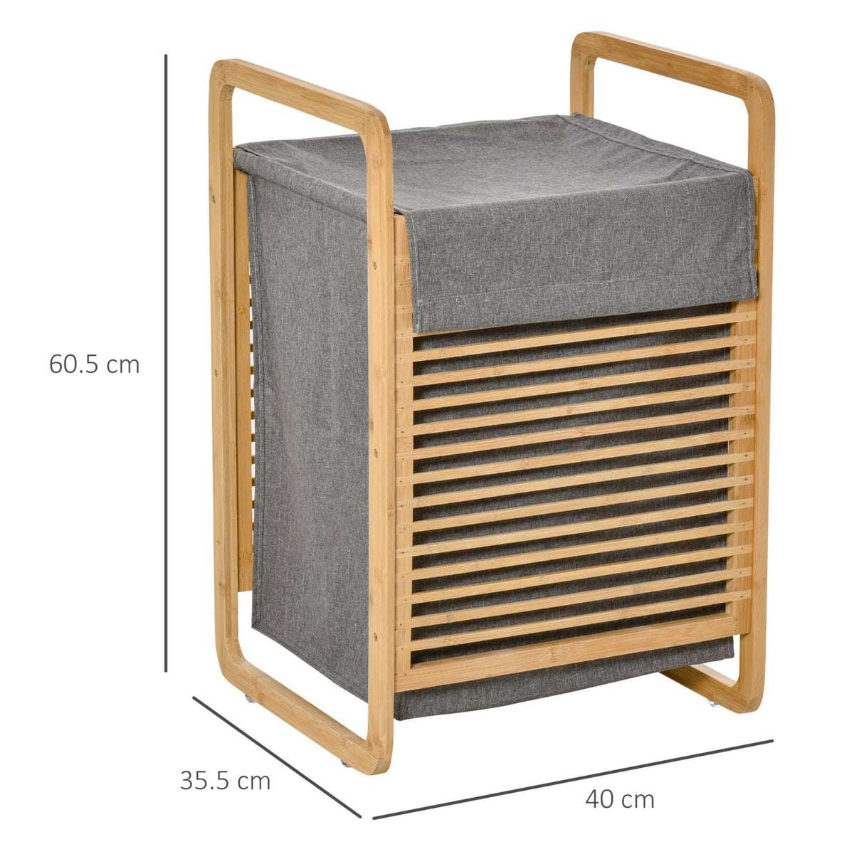 easycomfort easycomfort cesto portabiancheria con sacco rimovibile per il bagno in bambu e tessuto grigio