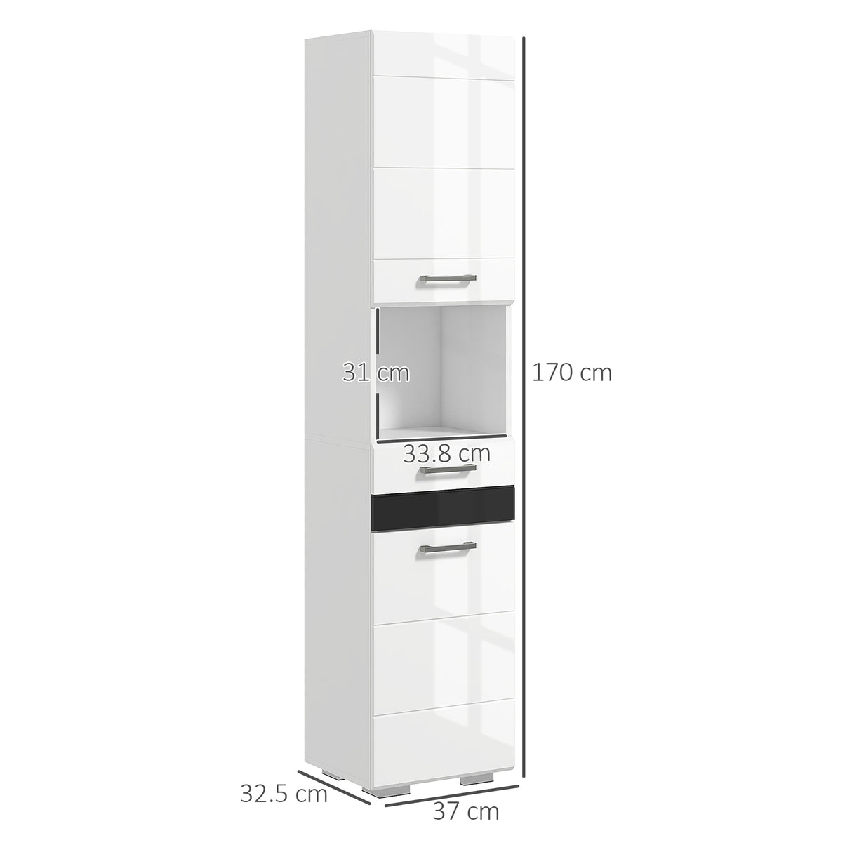 easycomfort easycomfort colonna bagno in mdf con ripiano aperto cassetto e armadietto chiuso 37x32 5x170 cm bianco