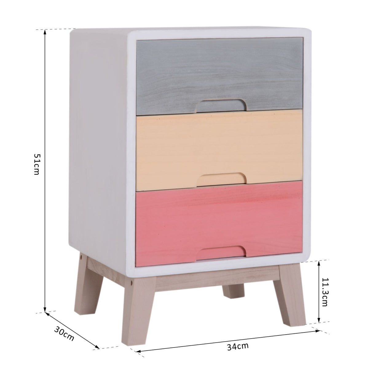 easycomfort easycomfort comodino in legno colorato 3 cassetti 30x34x51cm ean 8054111847155
