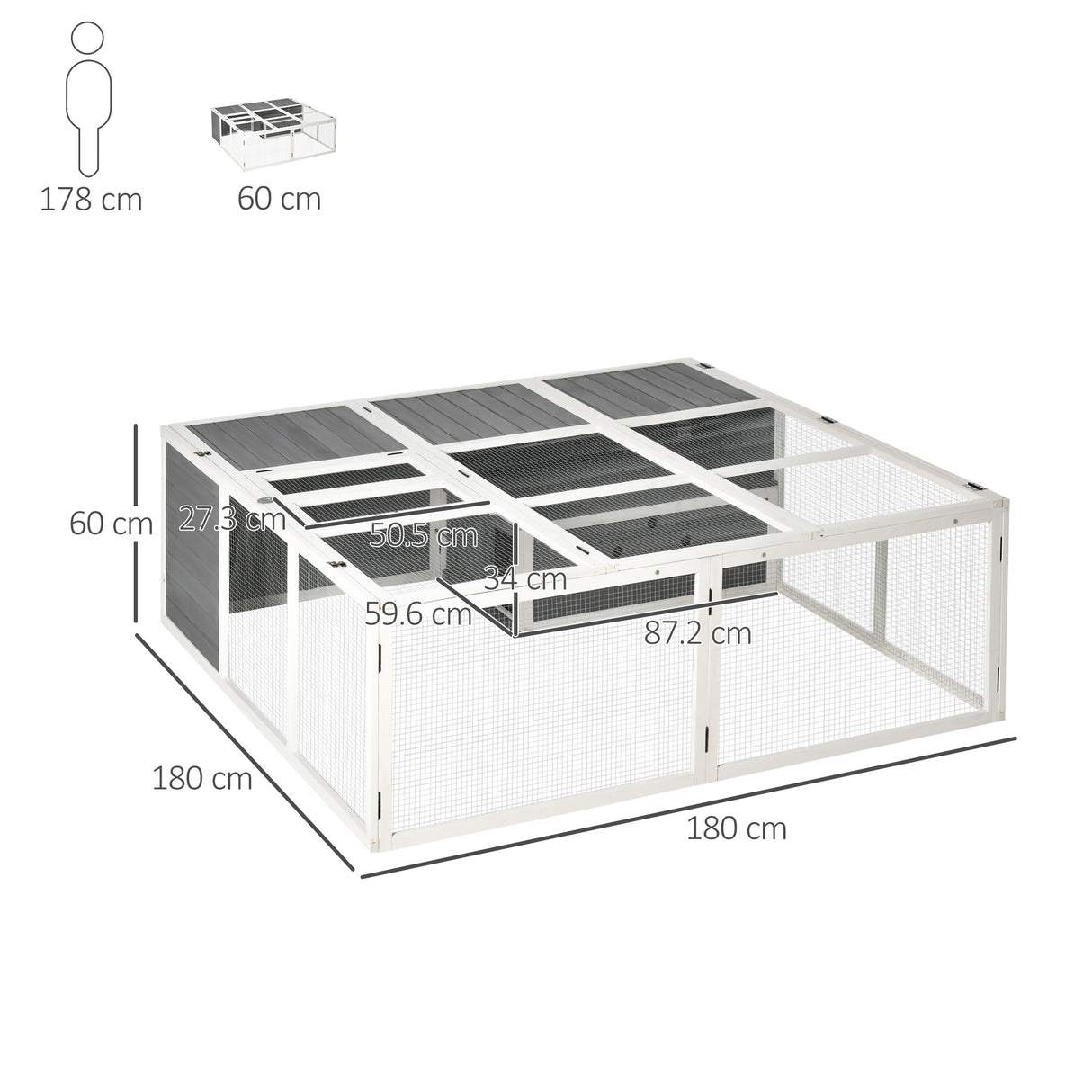 easycomfort easycomfort conigliera da esterno e interno con tetto apribile gabbia per 2 4 conigli in legno e metallo grigia