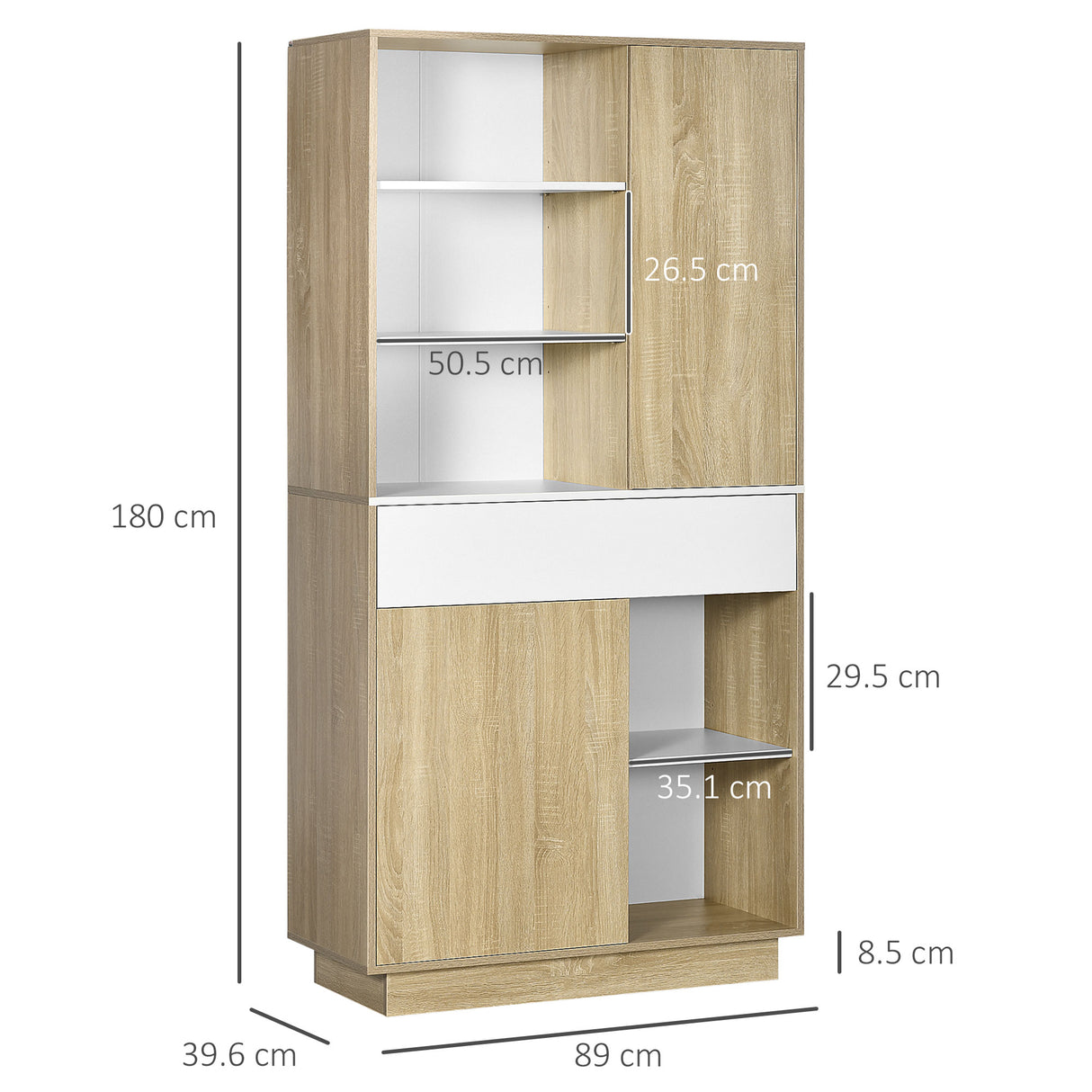 easycomfort easycomfort credenza moderna in legno con cassetto e armadietti 89x39 6x180cm legno e bianco