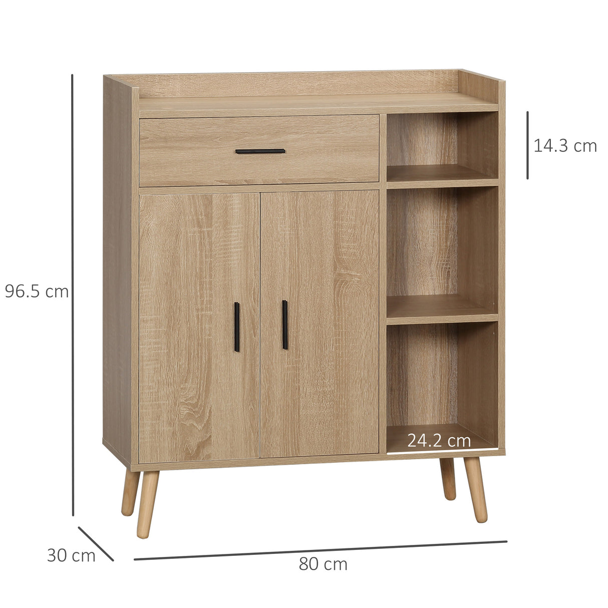 easycomfort easycomfort credenza moderna multiuso con armadietto e cassetto in legno 80x30x96 5cm