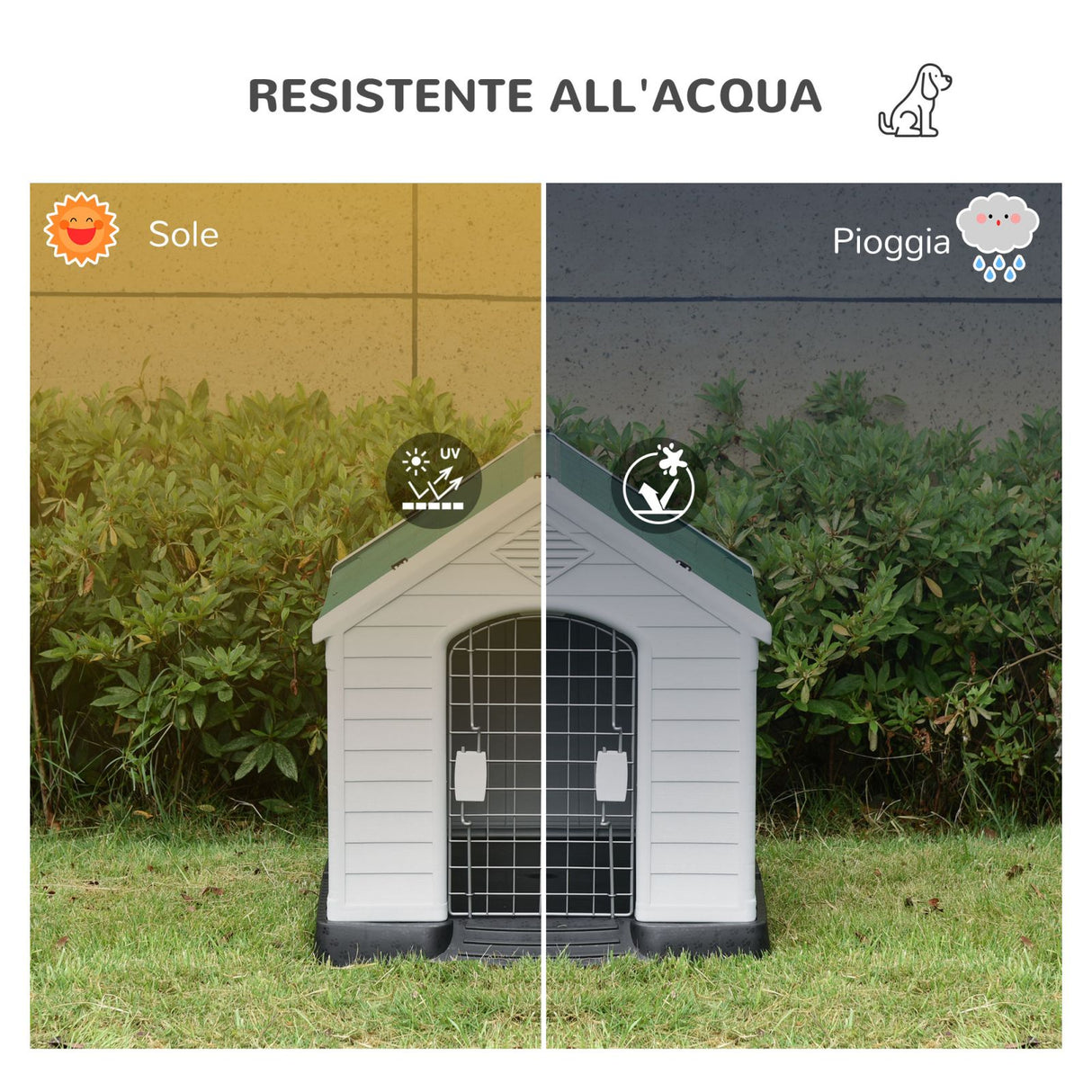 easycomfort easycomfort cuccia in plastica per cani piccoli da esterno e interno cancello rimovibile 66x73x69cm bianco