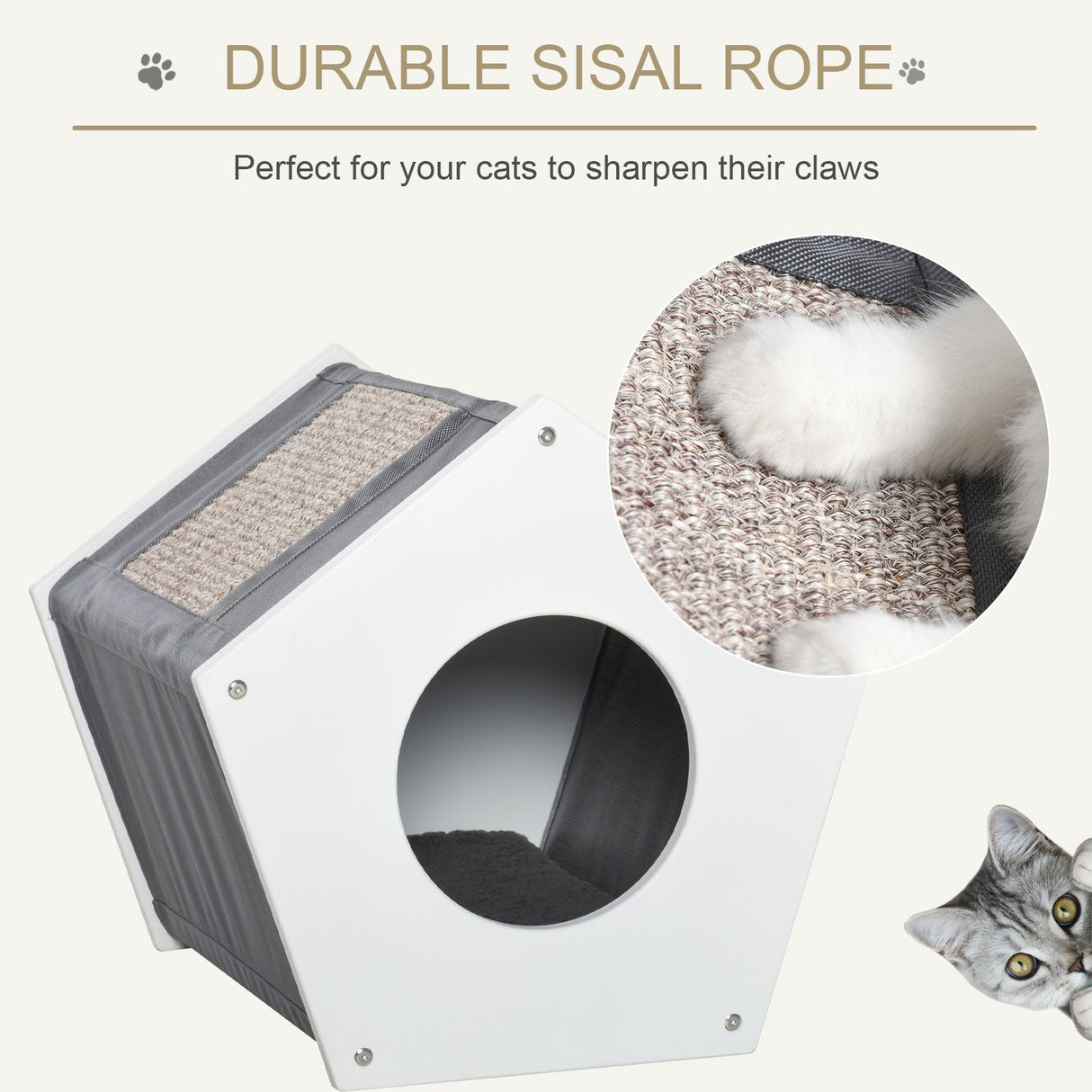 easycomfort easycomfort cuccia per gatti casetta con tiragraffi in sisal e cuscino bianco ean 8054111847100