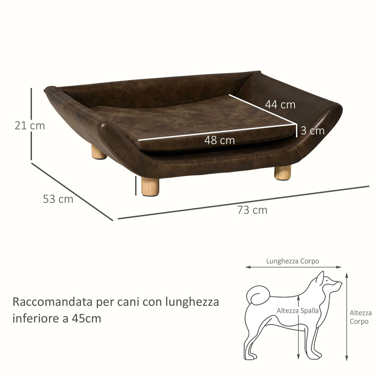 easycomfort easycomfort cuccia per gatti e cani a divanetto imbottito con cuscino marrone scuro