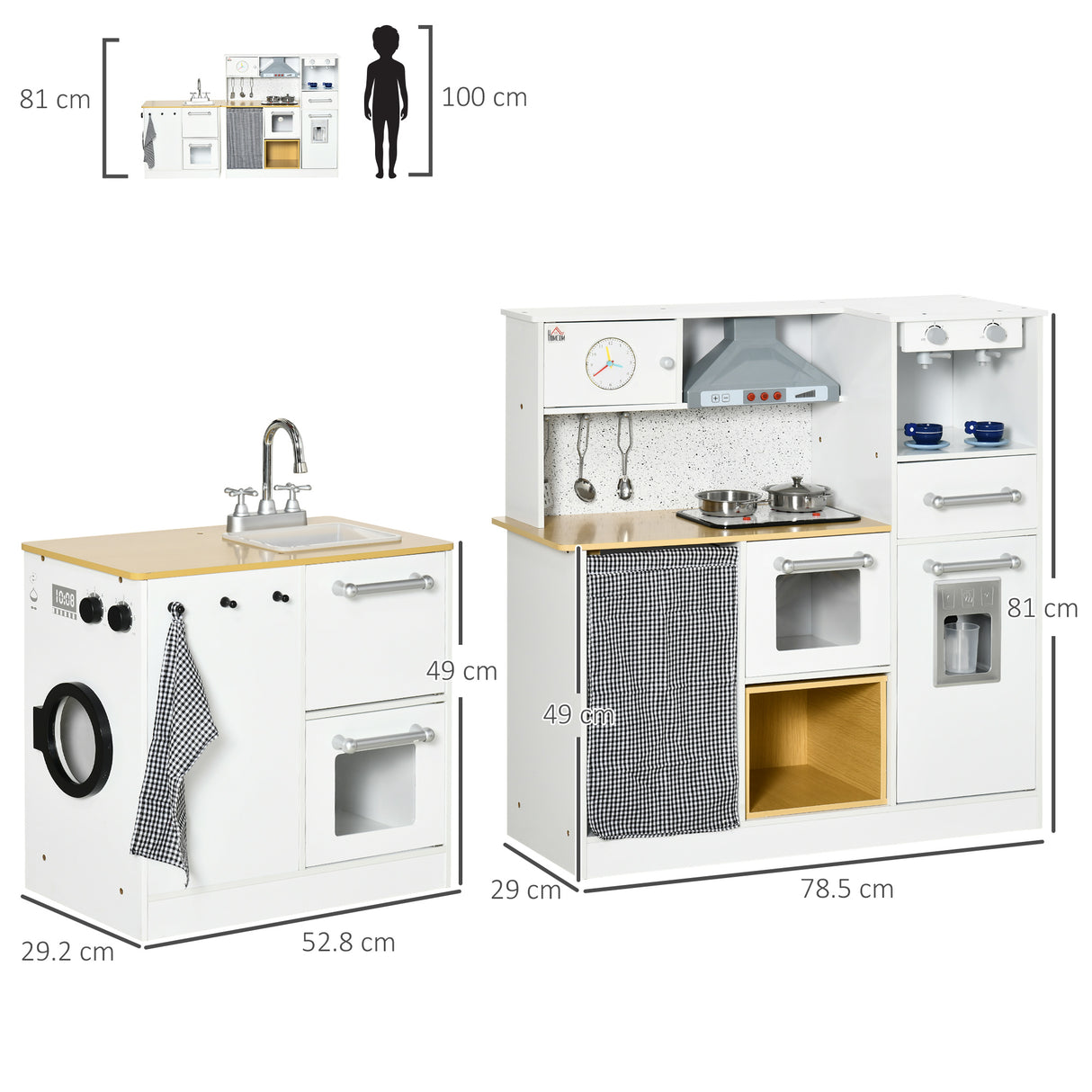 easycomfort easycomfort cucina giocattolo 2 pezzi per bambini 3 6 anni con utensili da cucina luci ed effetti sonori in mdf e pp