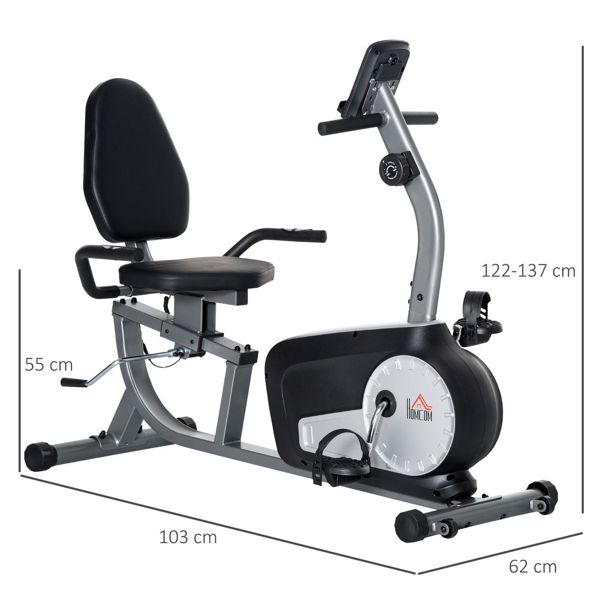 easycomfort easycomfort cyclette orizzontale recumbent con 8 livelli di resistenza schermo lcd e seduta regolabile 122 137x62x103 cm