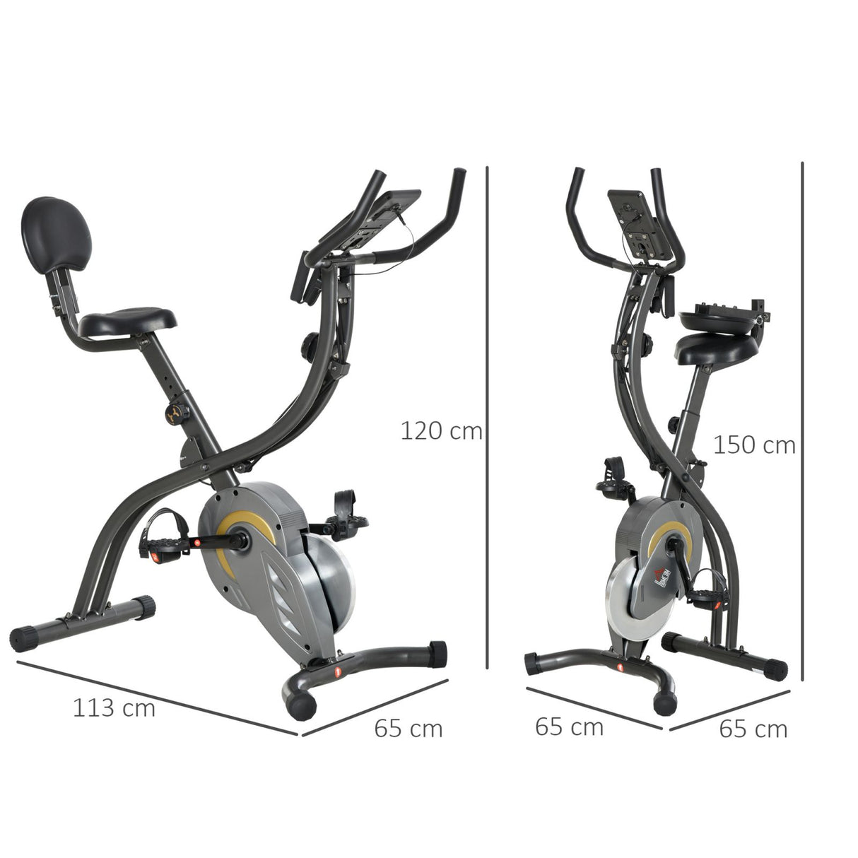 easycomfort easycomfort cyclette pieghevole resistenza regolabile su 16 livelli elastici per braccia e schermo lcd volano 6kg 113x65x120cm nero grigio